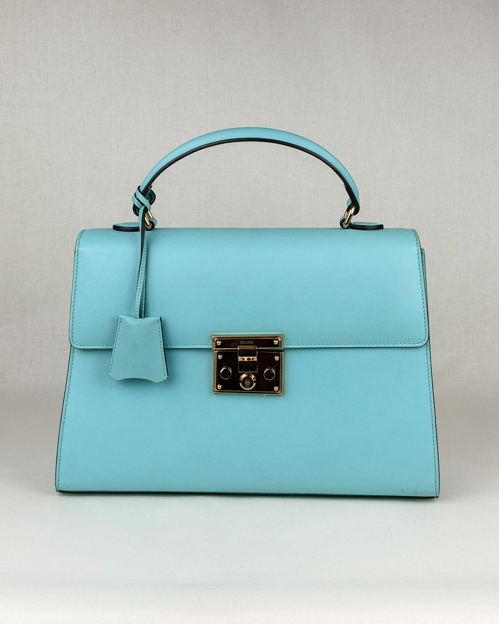 Gucci Padlock Medium Leather Top Handle Bag – Teal Blue