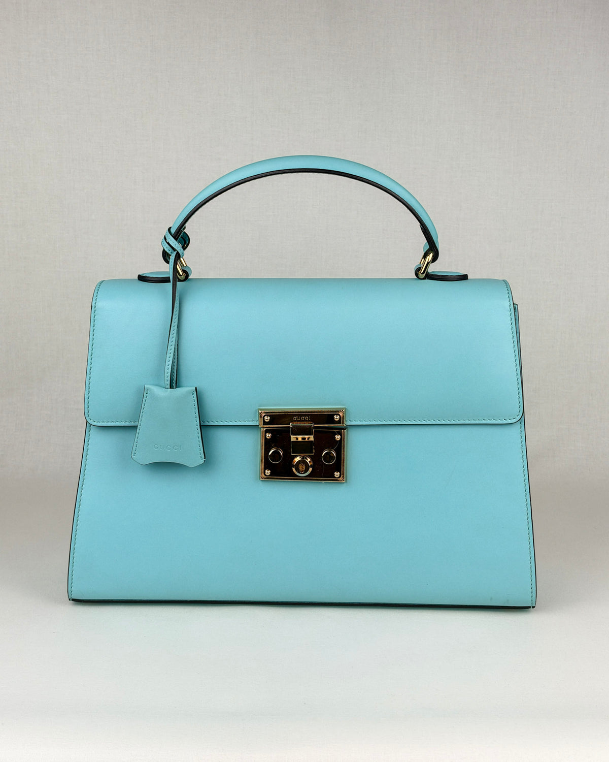 Gucci Padlock Medium Leather Top Handle Bag – Teal Blue