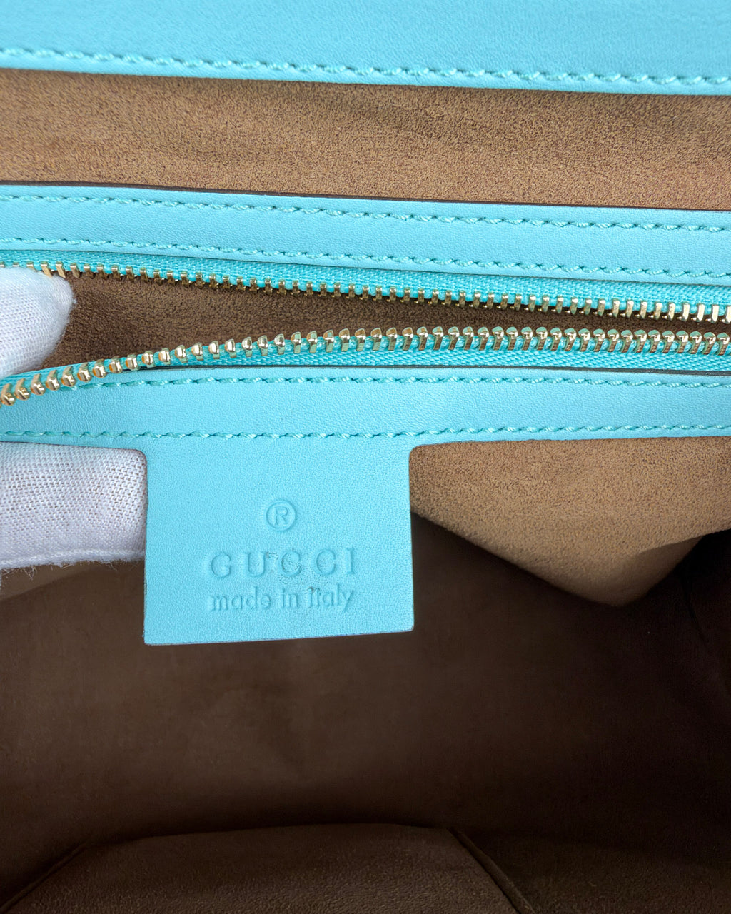 Gucci Padlock Medium Leather Top Handle Bag – Teal Blue