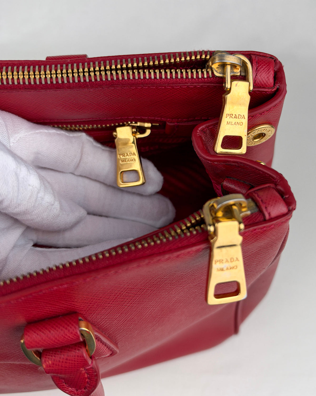 Prada Medium Double Galleria Saffiano Bag – Fuoco Red