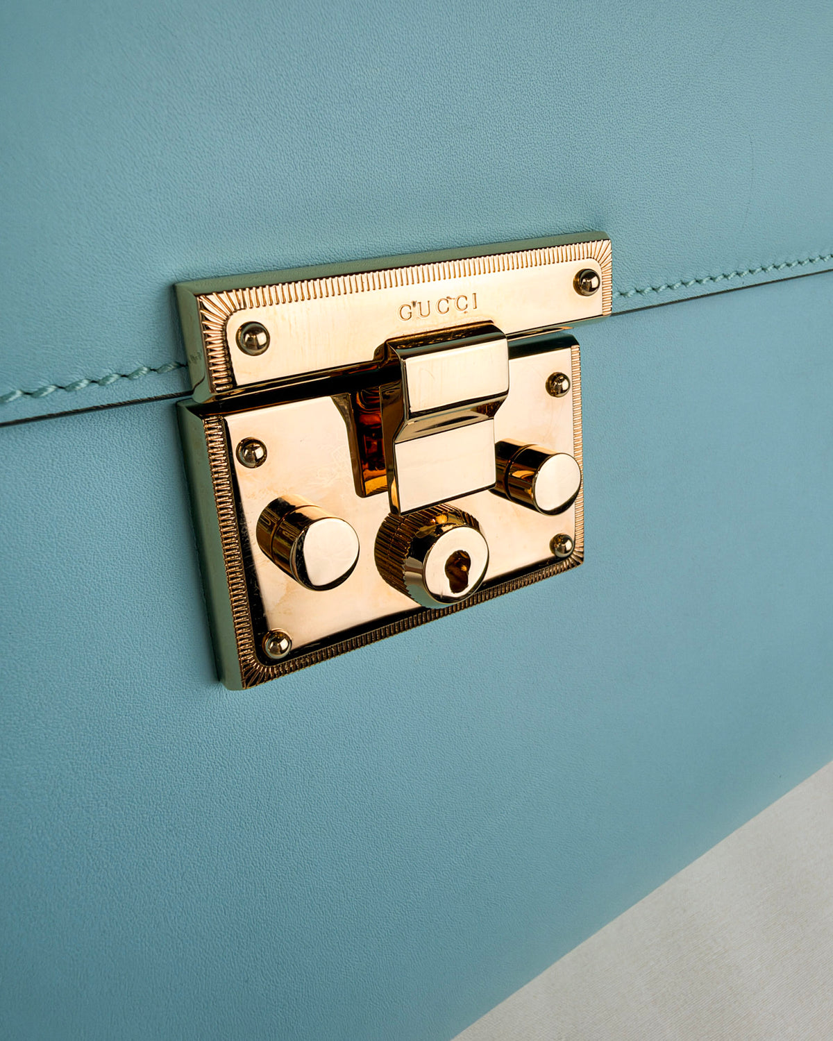 Gucci Padlock Medium Leather Top Handle Bag – Teal Blue