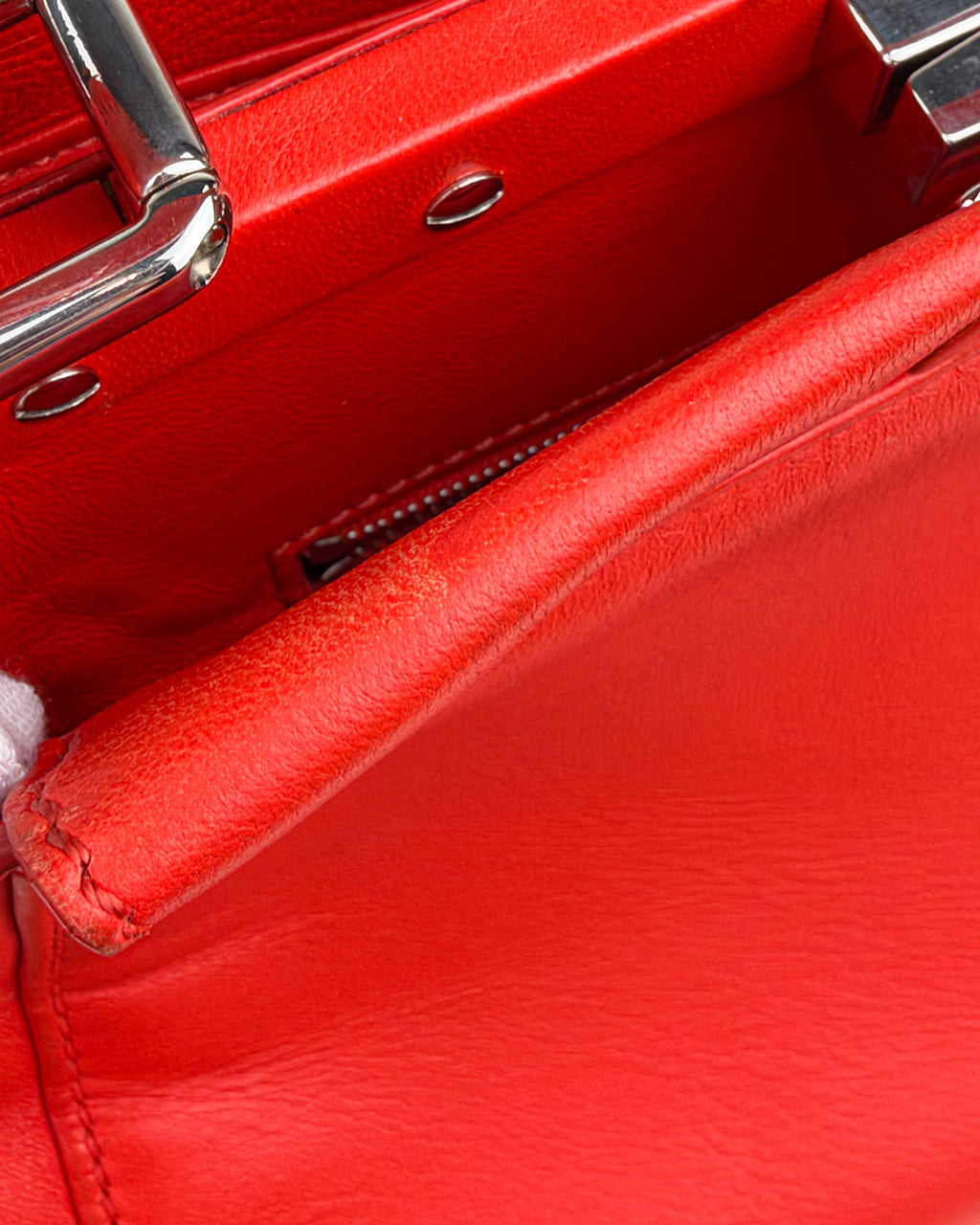 Fendi Peekaboo Iconic Mini Nappa Leather Handbag – Flame Red