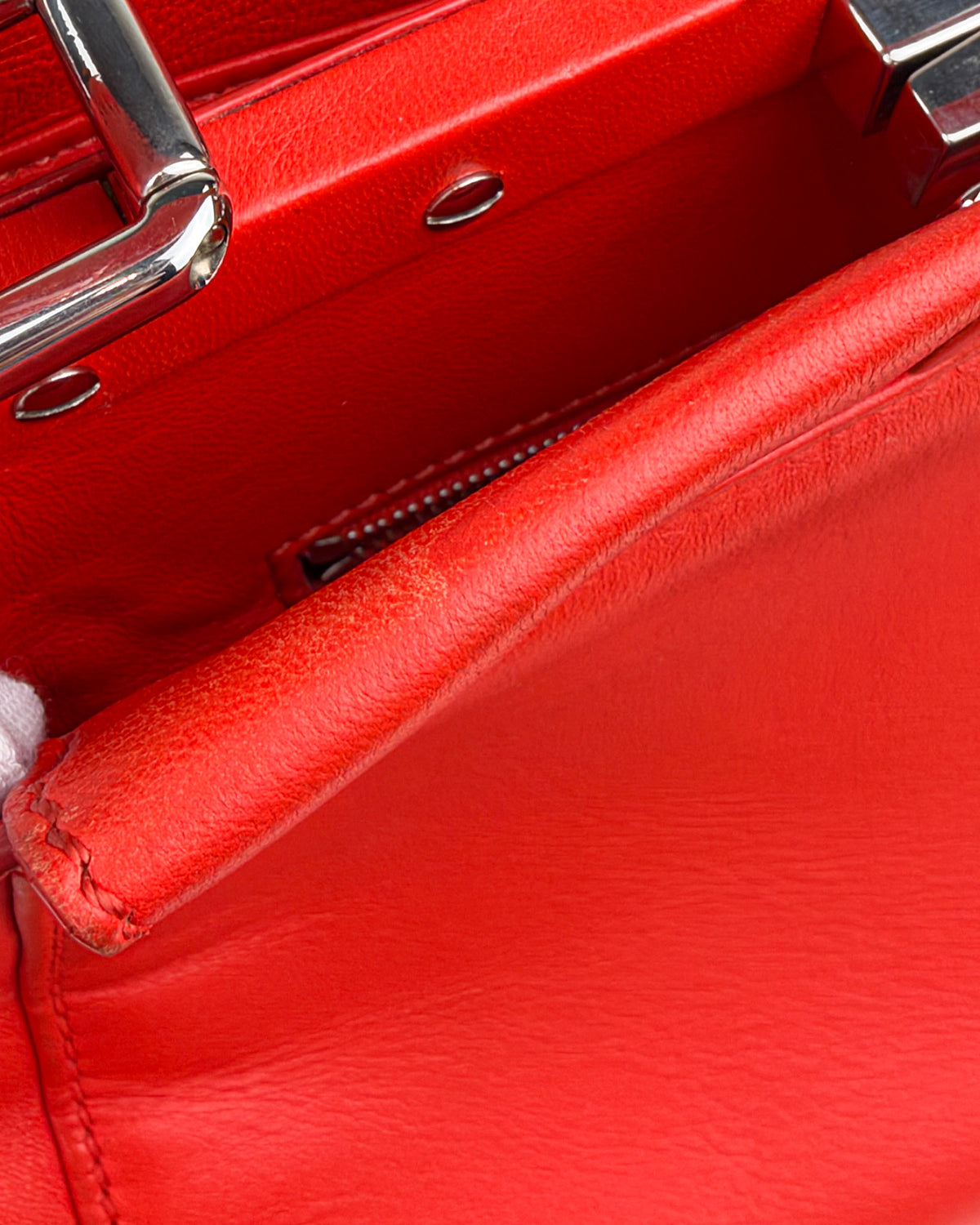 Fendi Peekaboo Iconic Mini Nappa Leather Handbag – Flame Red