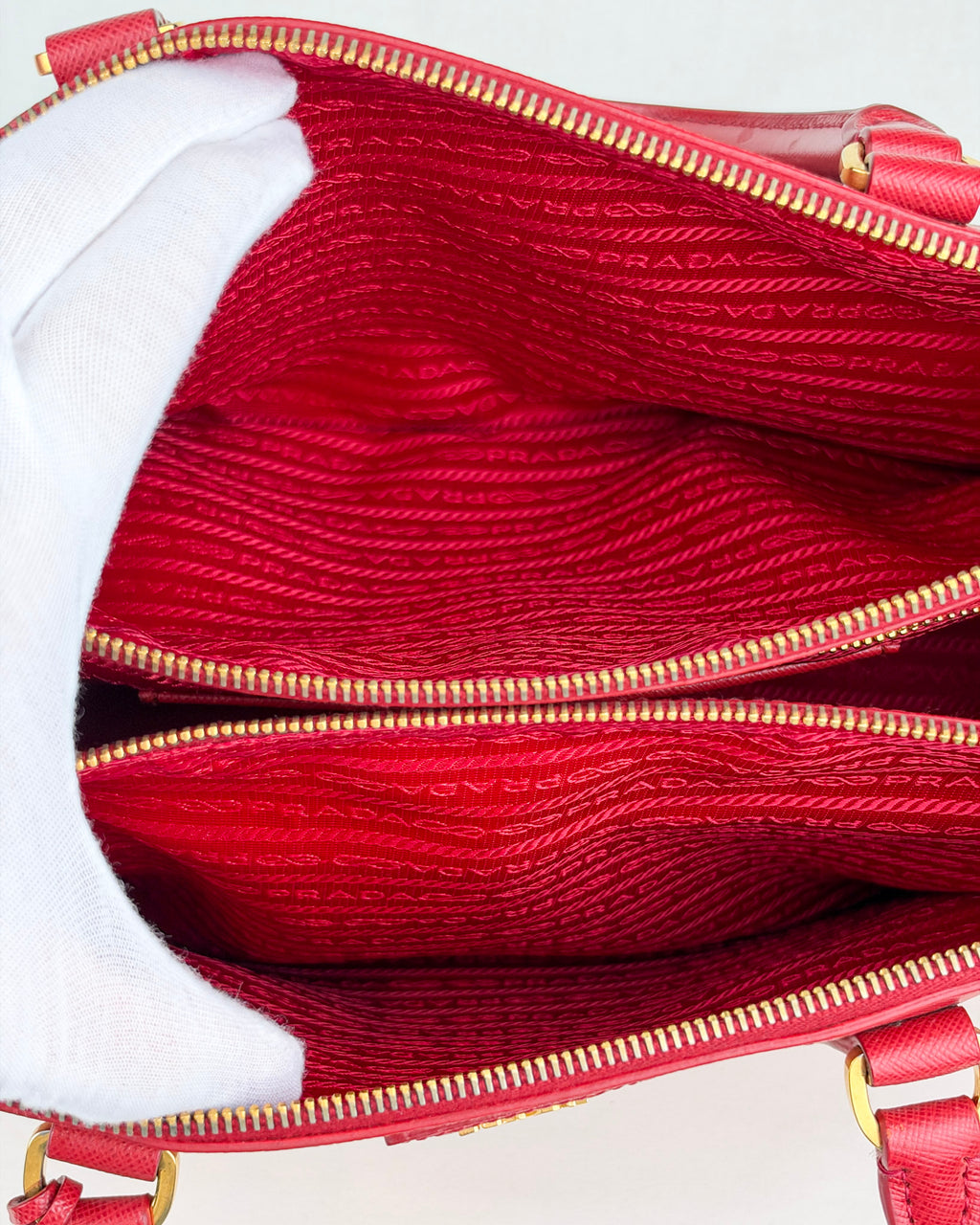 Prada Medium Double Galleria Saffiano Bag – Fuoco Red