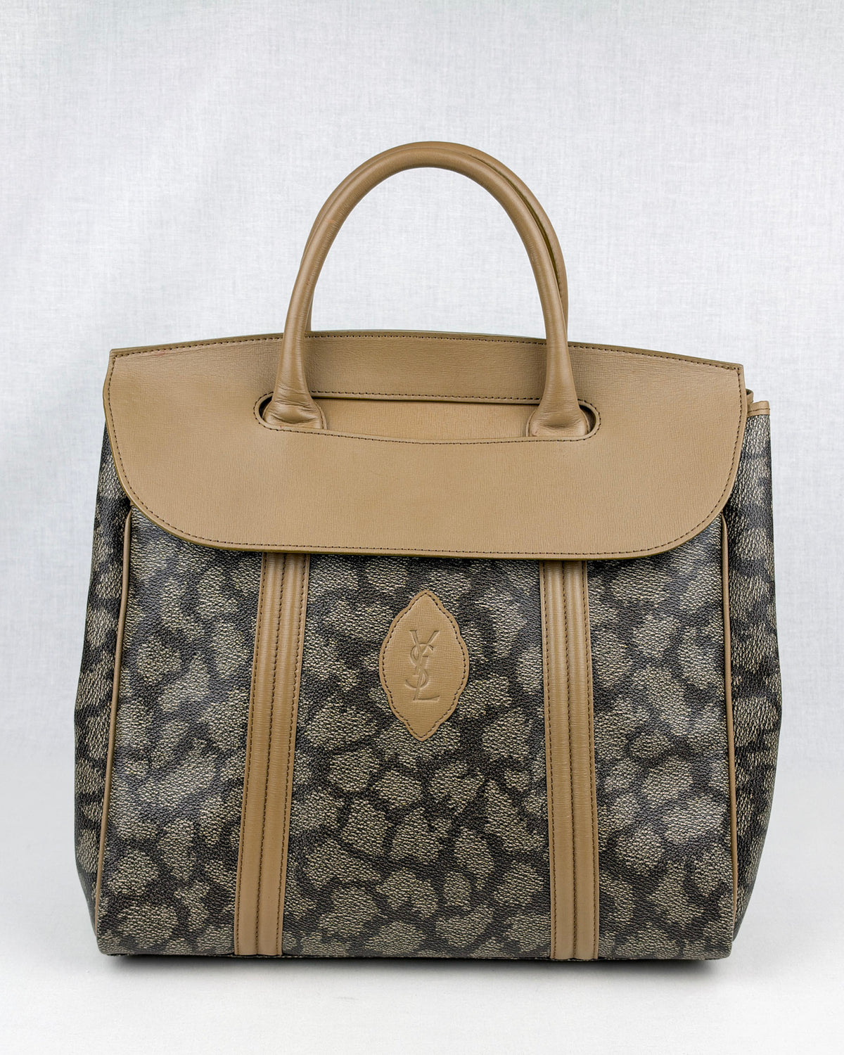 Yves Saint Laurent Vintage Giraffe Print Canvas Tote – Brown