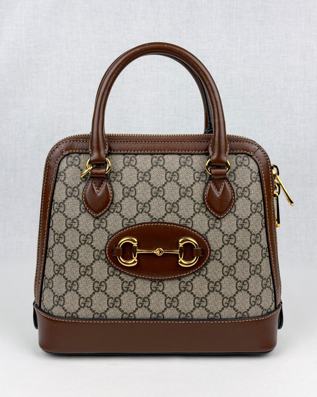 Gucci Horsebit 1955 Small GG Canvas Top Handle Bag – Brown