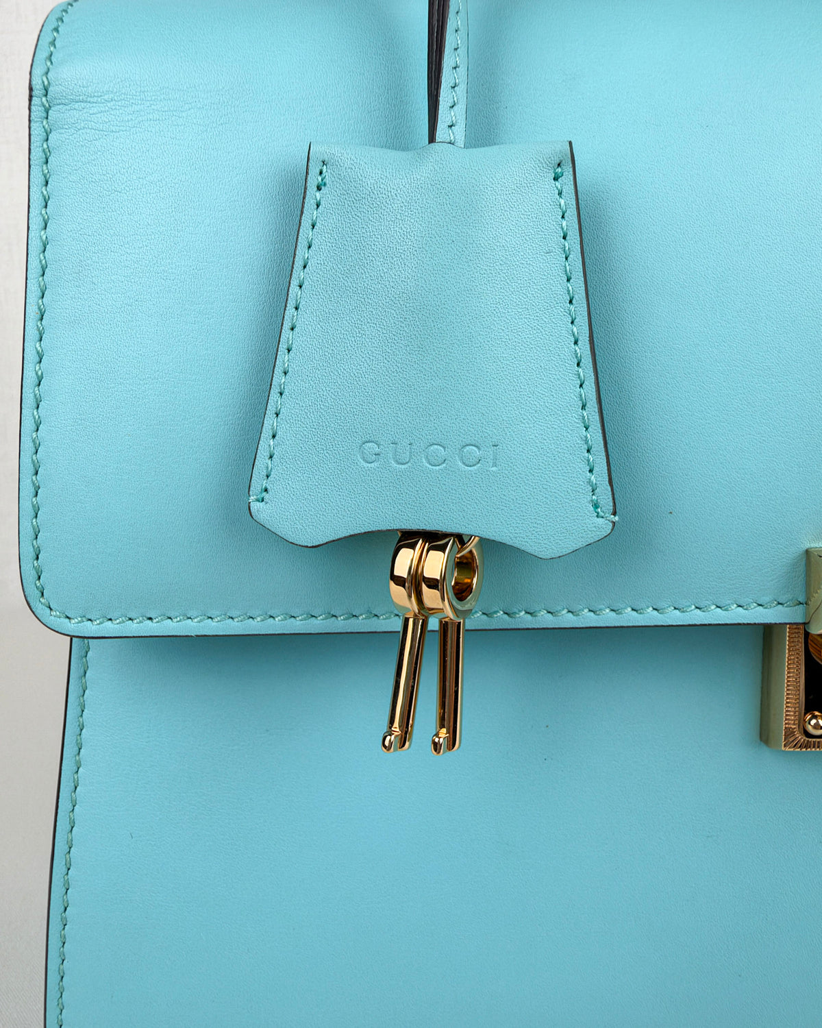 Gucci Padlock Medium Leather Top Handle Bag – Teal Blue