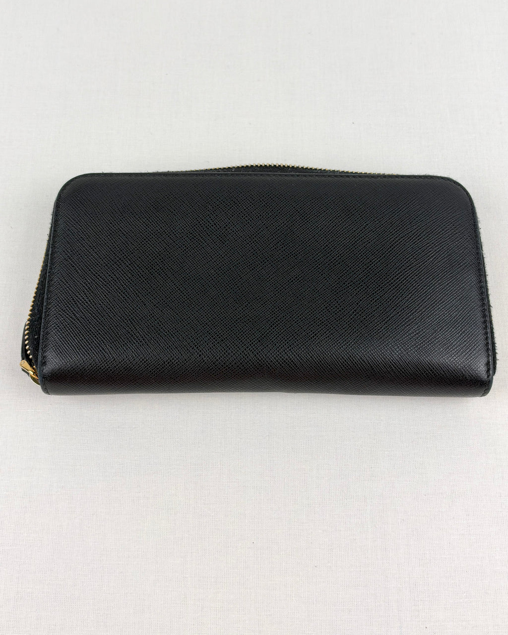 Prada Saffiano Leather Zip Around Wallet – Black