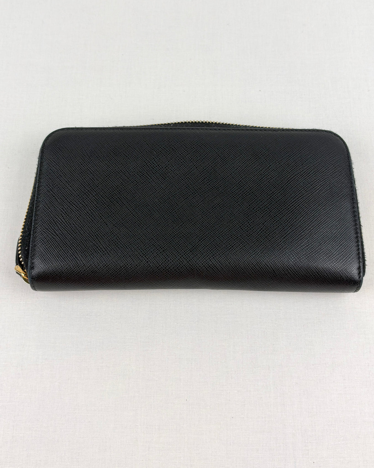 Prada Saffiano Leather Zip Around Wallet – Black