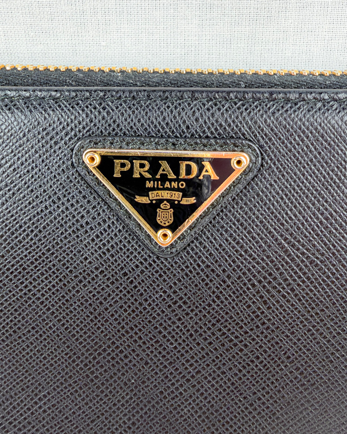Prada Saffiano Leather Zip Around Wallet – Black