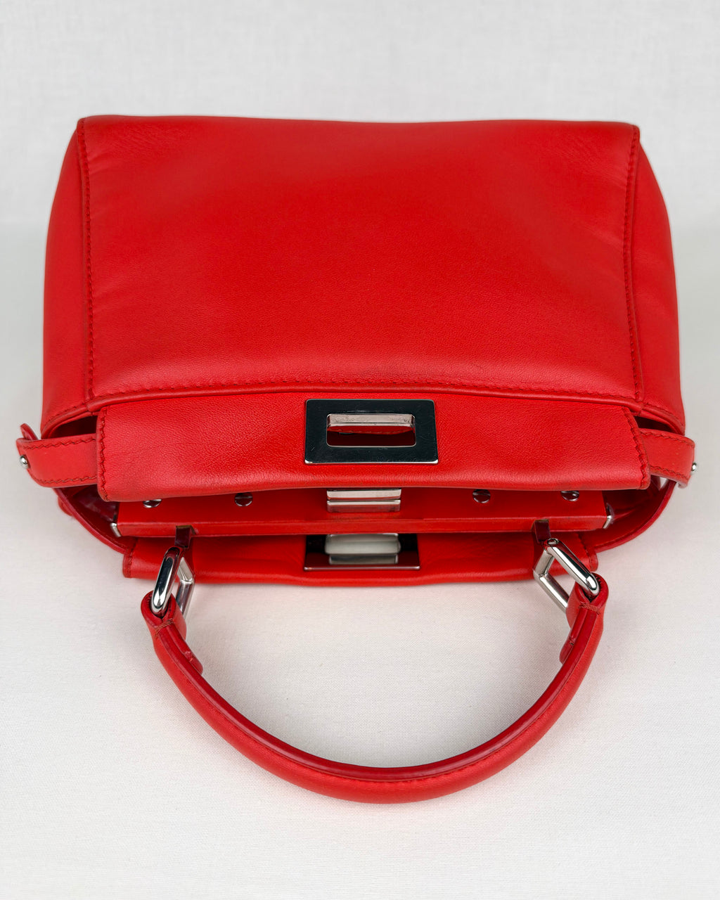 Fendi Peekaboo Iconic Mini Nappa Leather Handbag – Flame Red