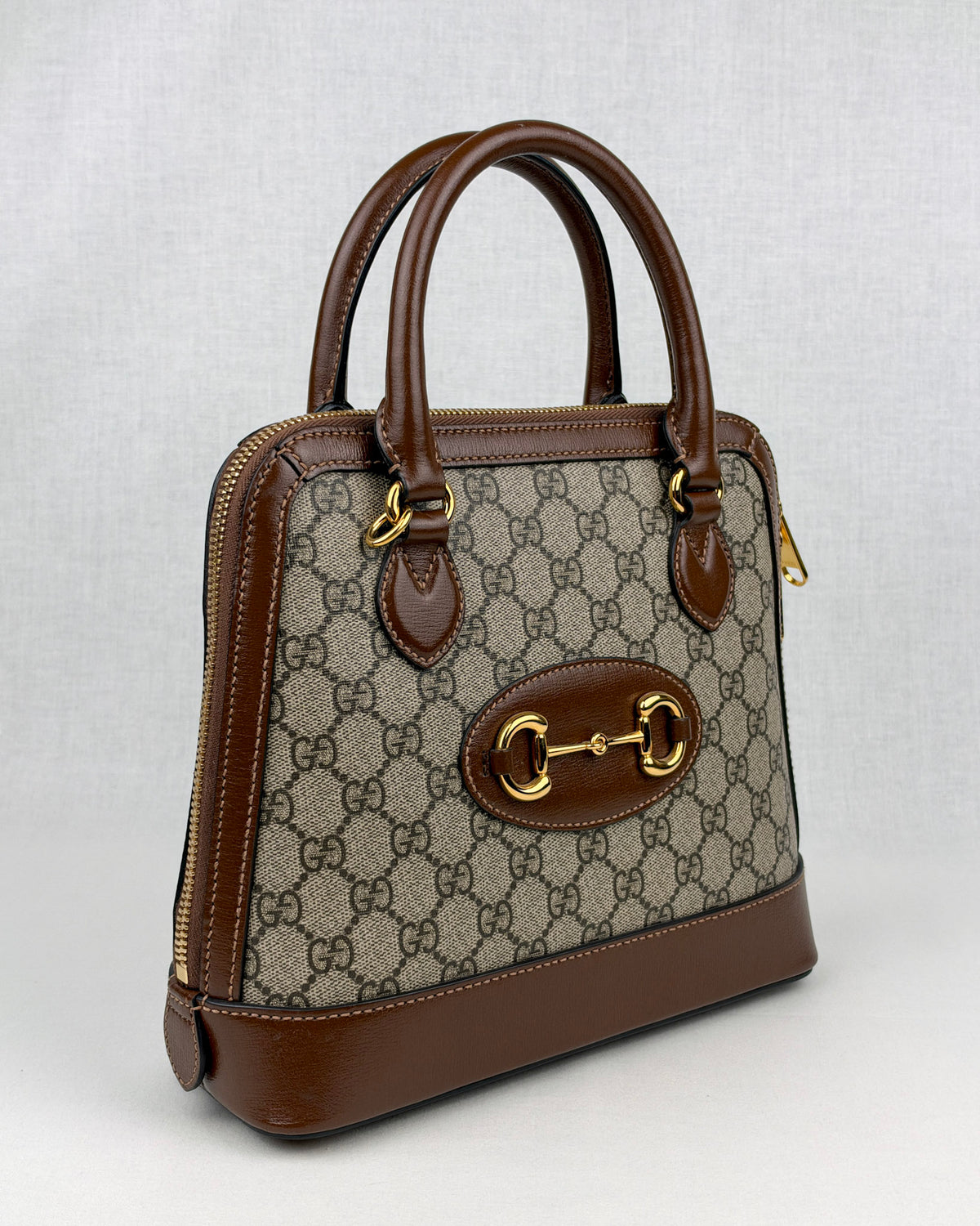 Gucci Horsebit 1955 Small GG Canvas Top Handle Bag – Brown