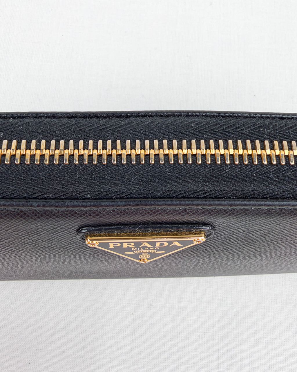Prada Saffiano Leather Zip Around Wallet – Black