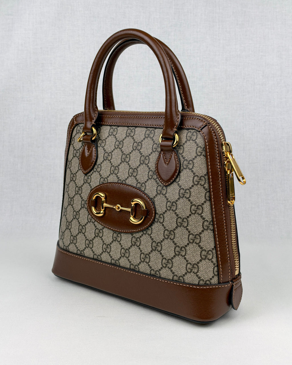 Gucci Horsebit 1955 Small GG Canvas Top Handle Bag – Brown