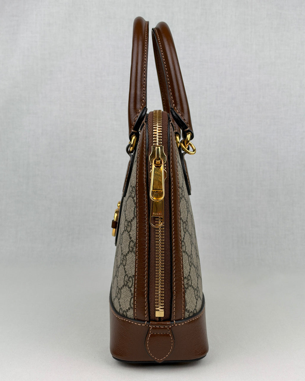 Gucci Horsebit 1955 Small GG Canvas Top Handle Bag – Brown
