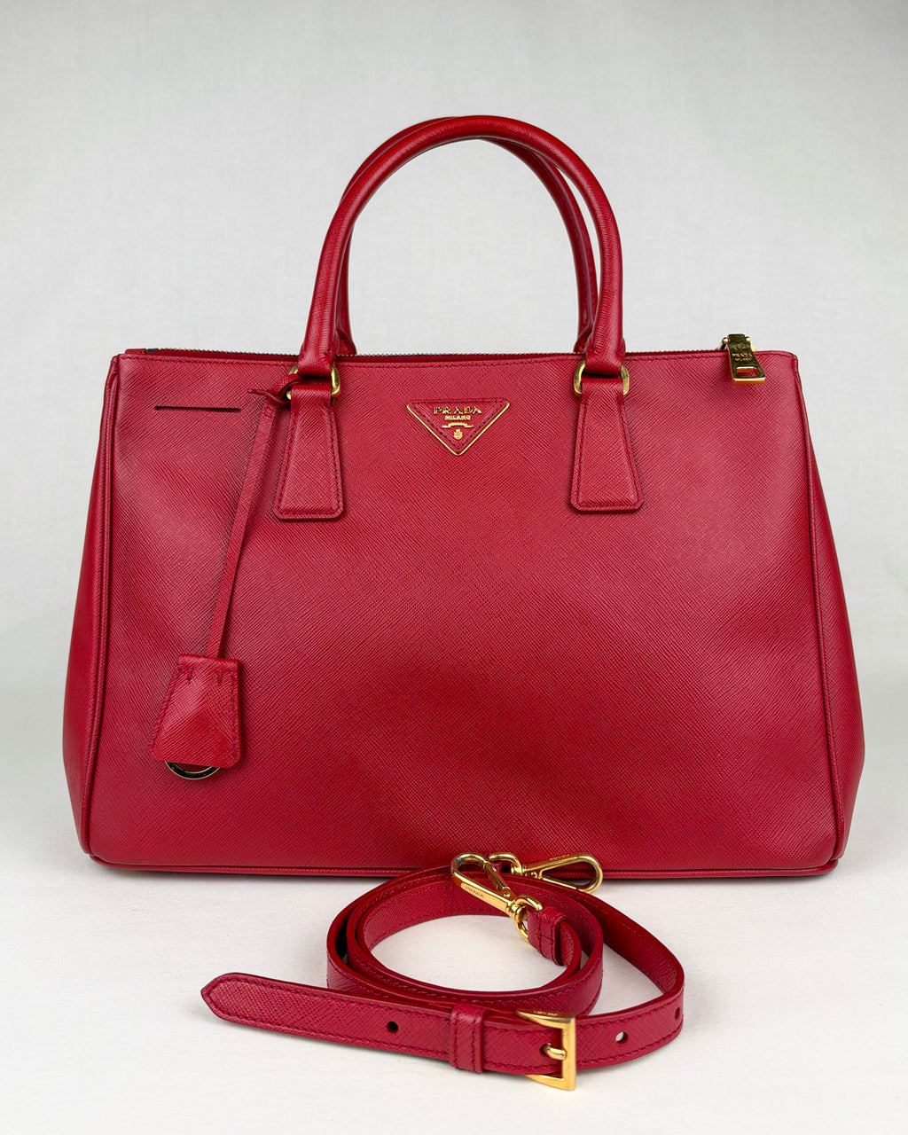 Prada Medium Double Galleria Saffiano Bag – Fuoco Red