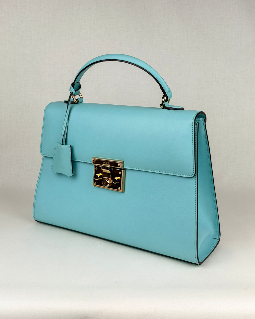 Gucci Padlock Medium Leather Top Handle Bag – Teal Blue