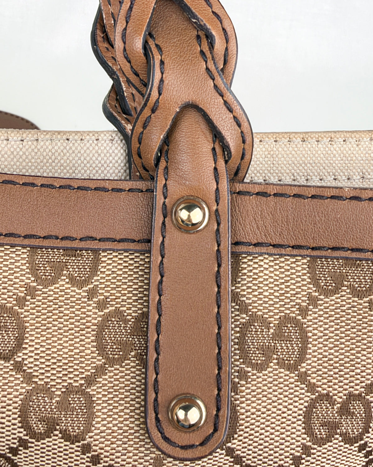 Gucci GG Canvas Craft Large Tote Bag – Brown