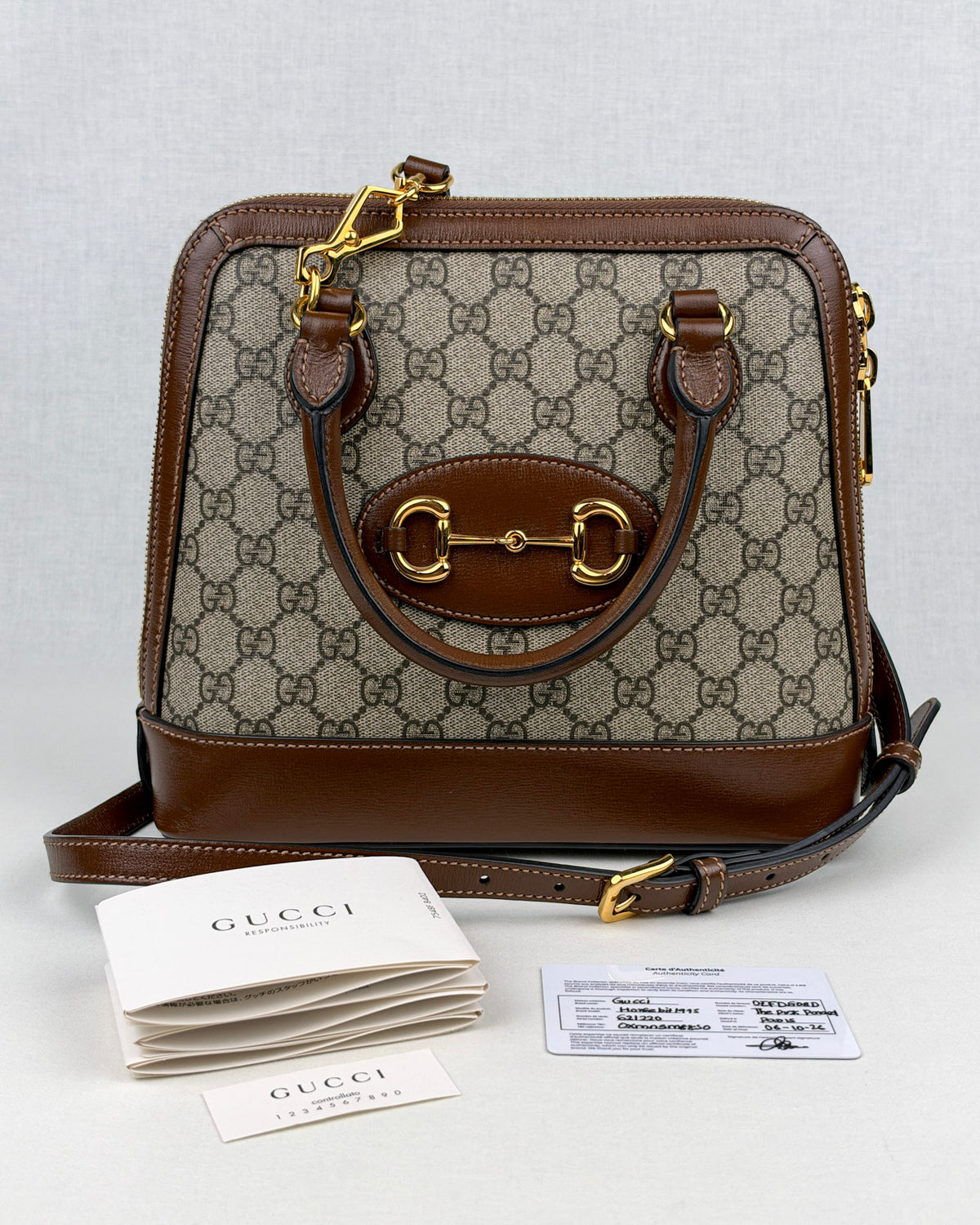 Gucci Horsebit 1955 Small GG Canvas Top Handle Bag – Brown