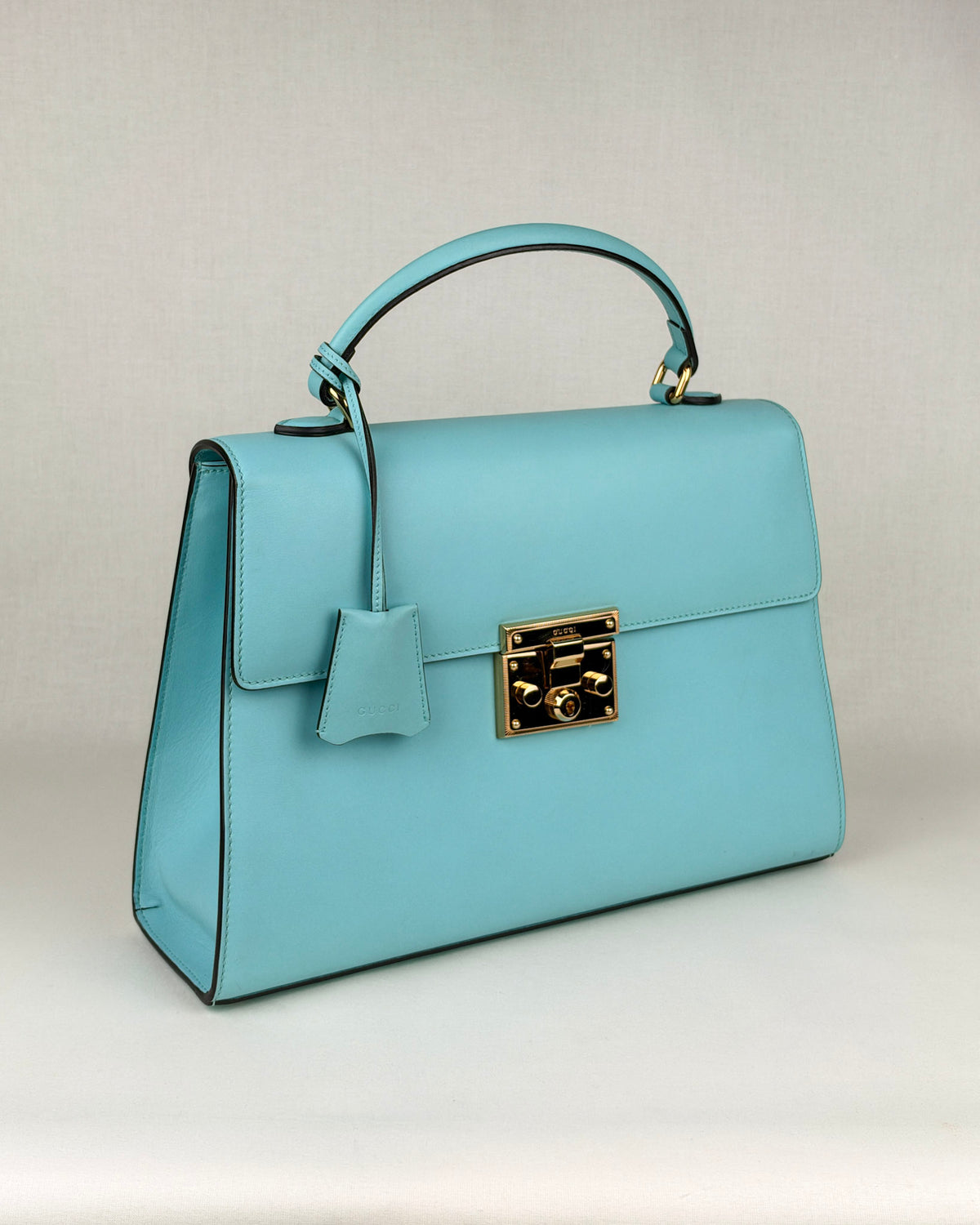 Gucci Padlock Medium Leather Top Handle Bag – Teal Blue