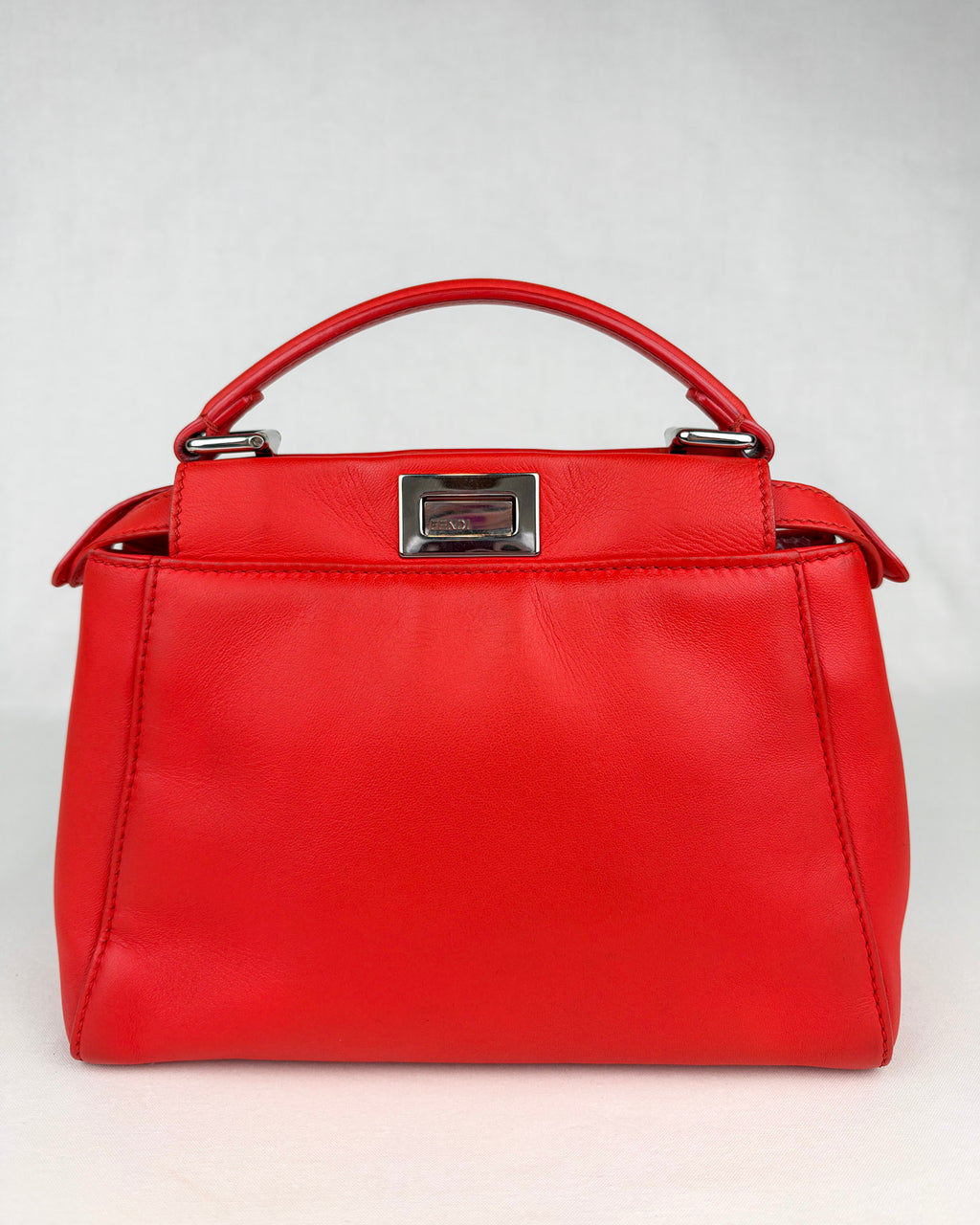 Fendi Peekaboo Iconic Mini Nappa Leather Handbag – Flame Red