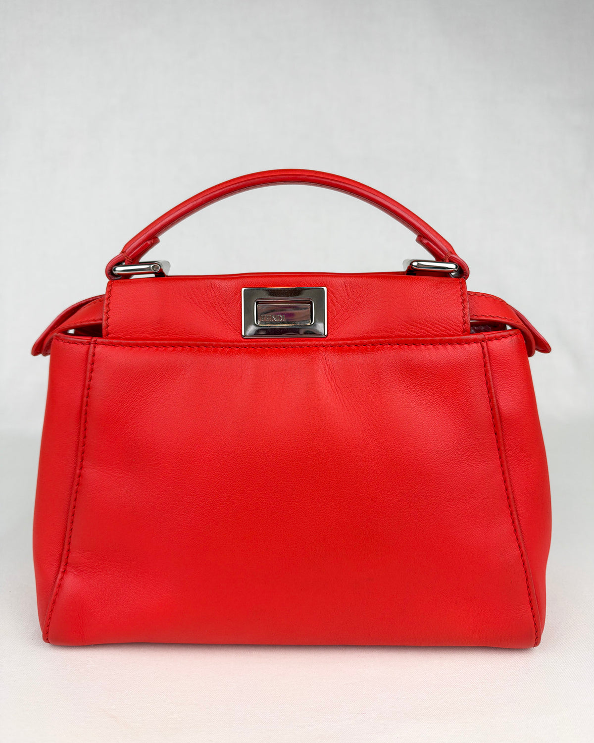 Fendi Peekaboo Iconic Mini Nappa Leather Handbag – Flame Red