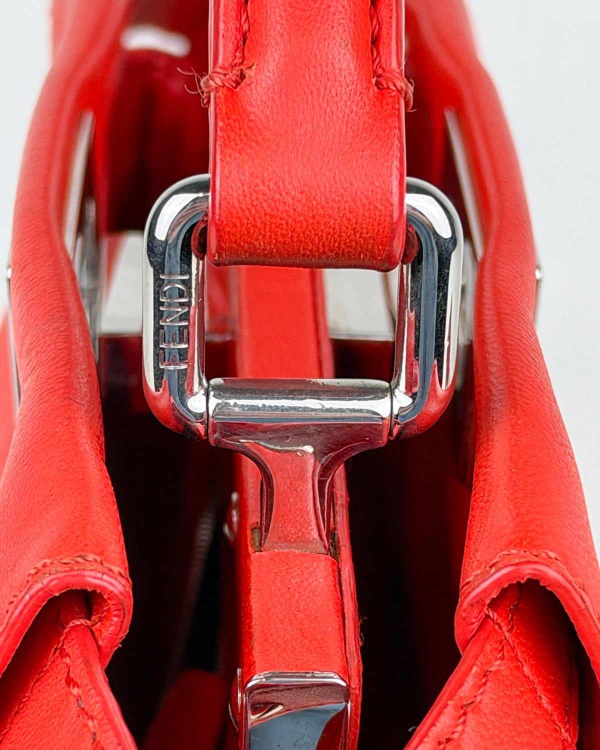 Fendi Peekaboo Iconic Mini Nappa Leather Handbag – Flame Red