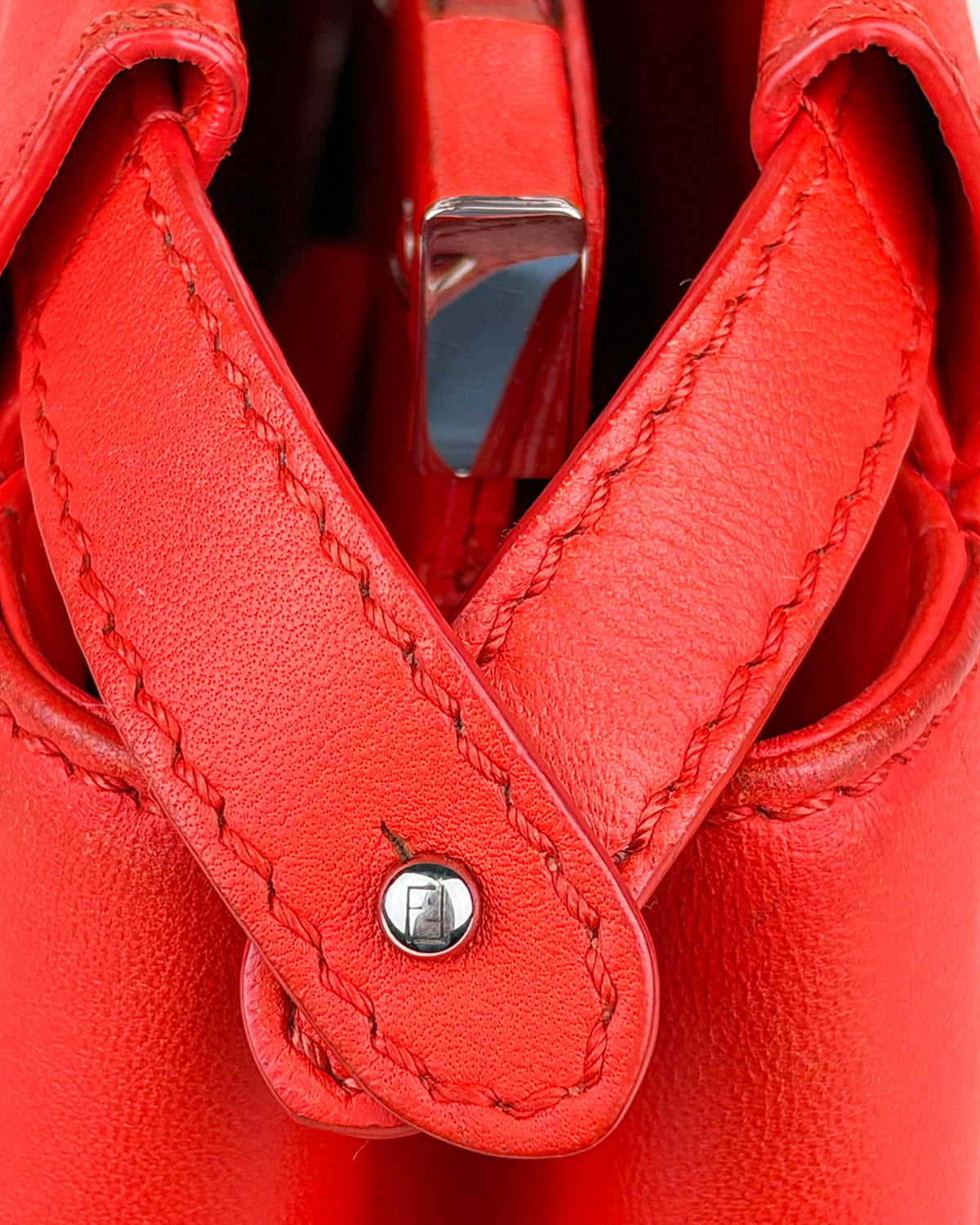 Fendi Peekaboo Iconic Mini Nappa Leather Handbag – Flame Red