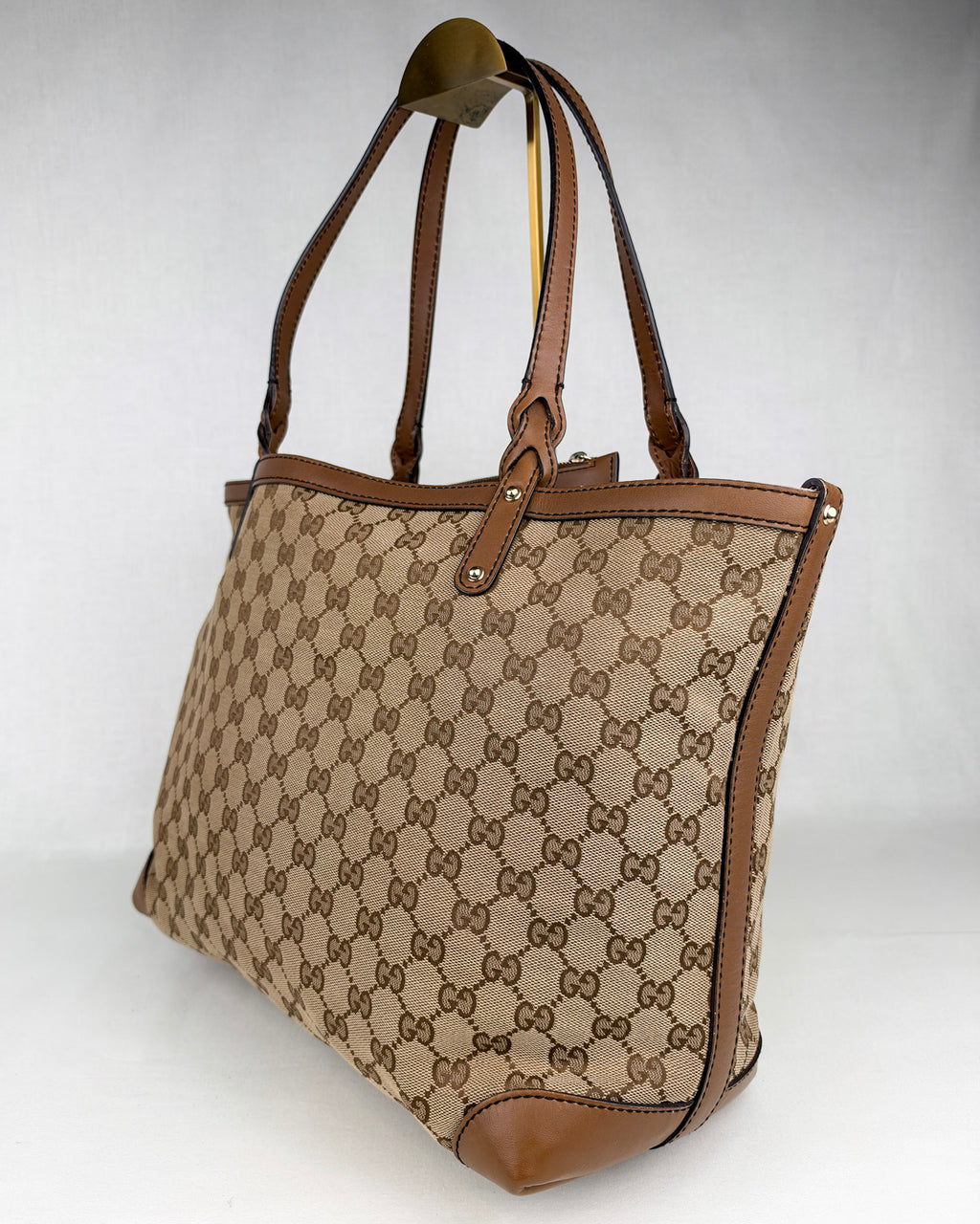 Gucci GG Canvas Craft Large Tote Bag – Brown