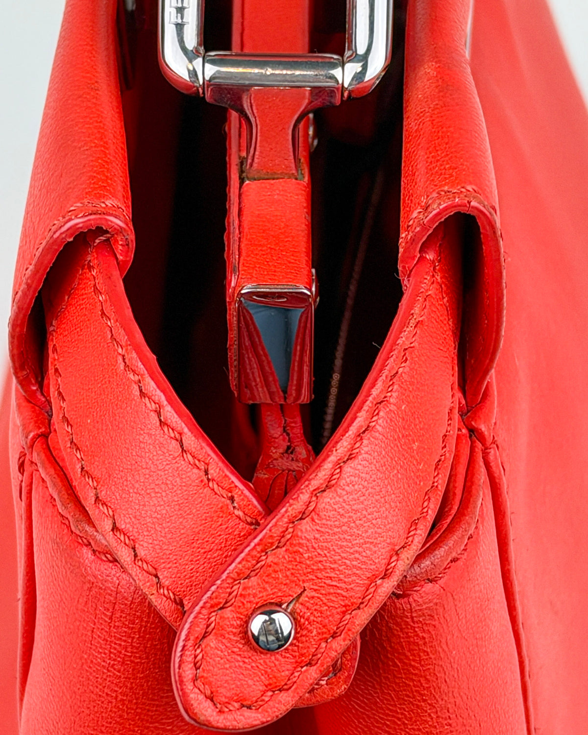 Fendi Peekaboo Iconic Mini Nappa Leather Handbag – Flame Red