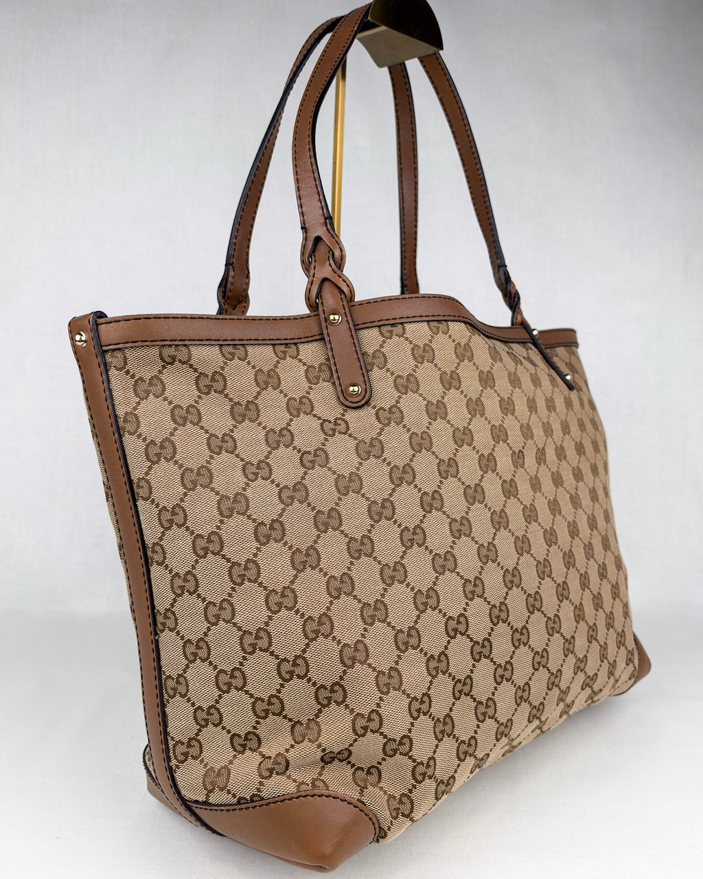 Gucci GG Canvas Craft Large Tote Bag – Brown