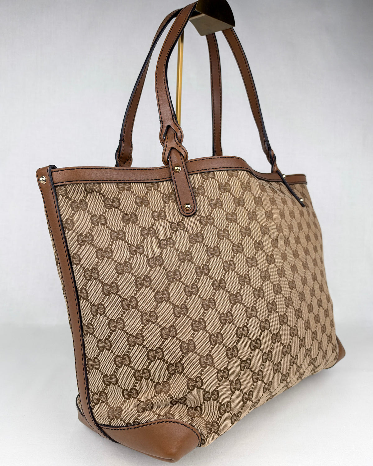 Gucci GG Canvas Craft Large Tote Bag – Brown