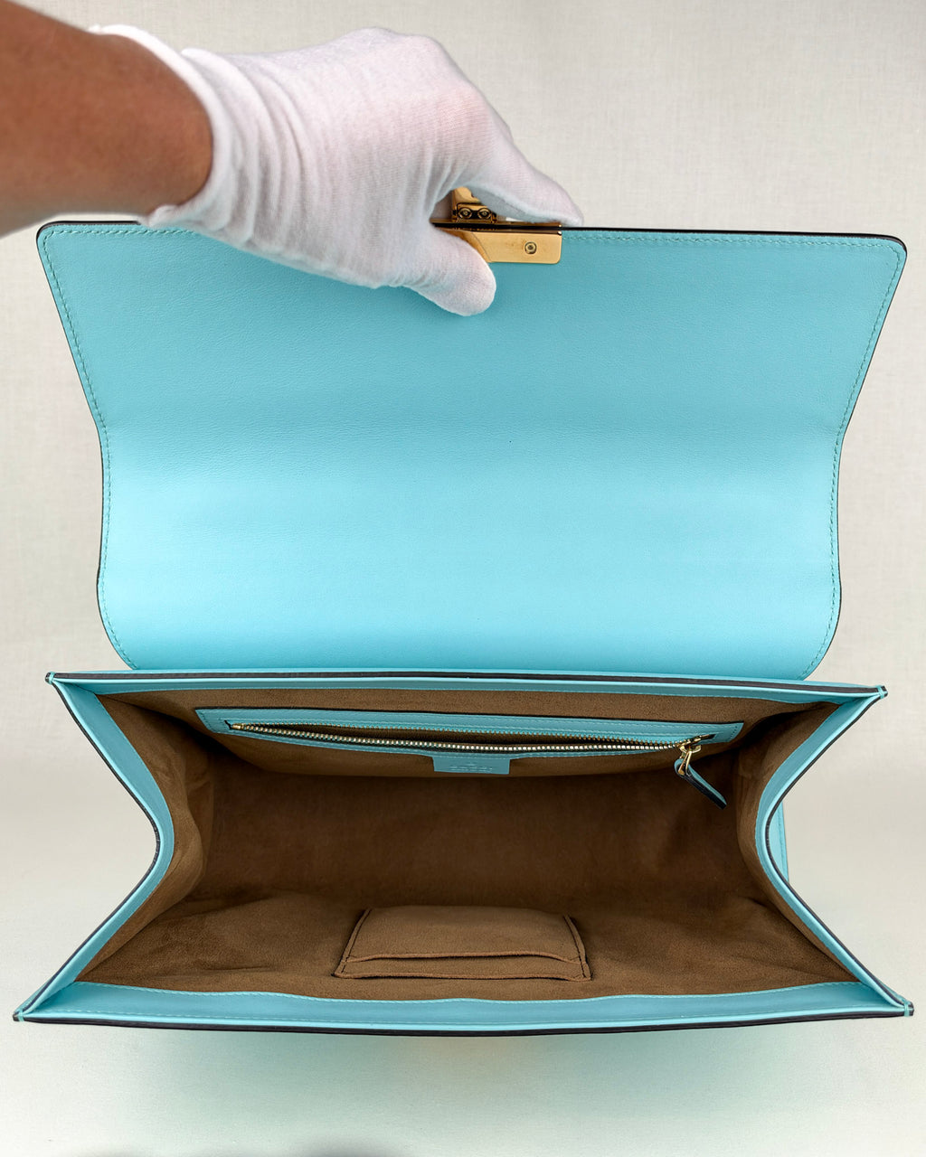 Gucci Padlock Medium Leather Top Handle Bag – Teal Blue