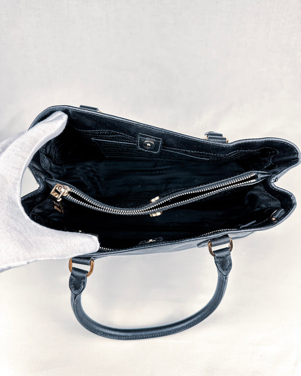Prada Large Galleria Saffiano Leather Bag – Black