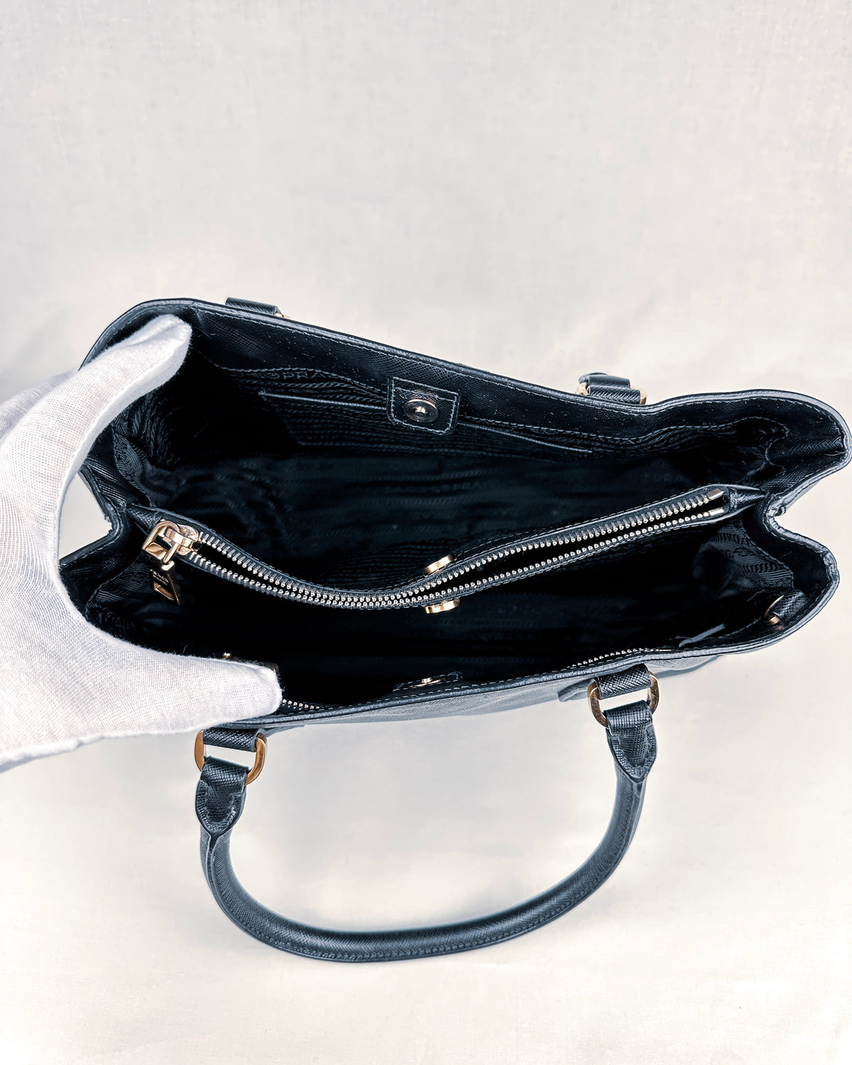 Prada Large Galleria Saffiano Leather Bag – Black