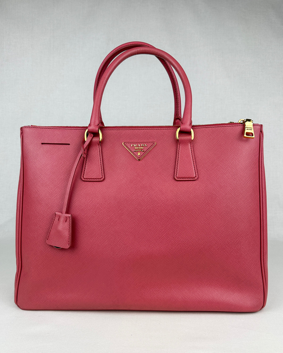 Prada Large Double Galleria Saffiano Leather Bag - Pink