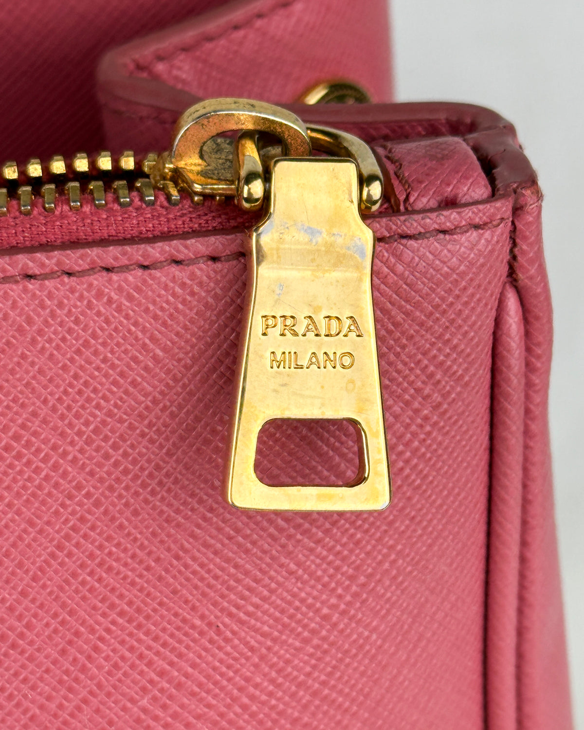 Prada Large Double Galleria Saffiano Leather Bag - Pink