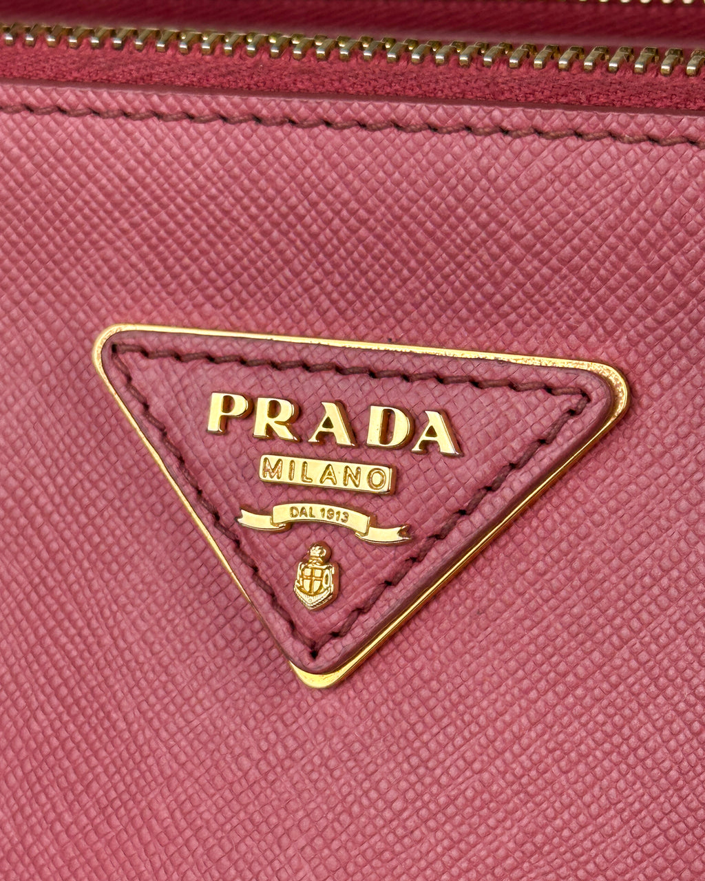 Prada Large Double Galleria Saffiano Leather Bag - Pink