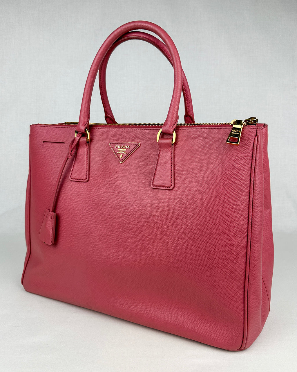 Prada Large Double Galleria Saffiano Leather Bag - Pink