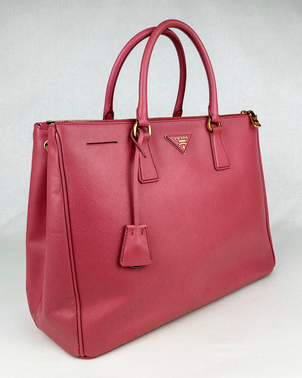Prada Large Double Galleria Saffiano Leather Bag - Pink