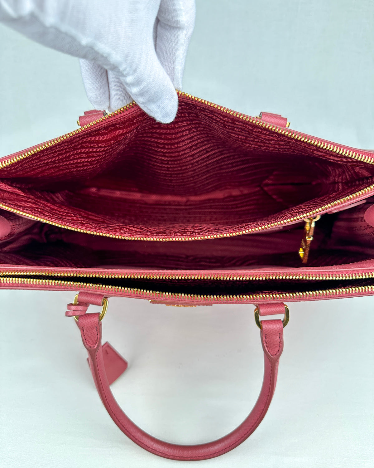 Prada Large Double Galleria Saffiano Leather Bag - Pink