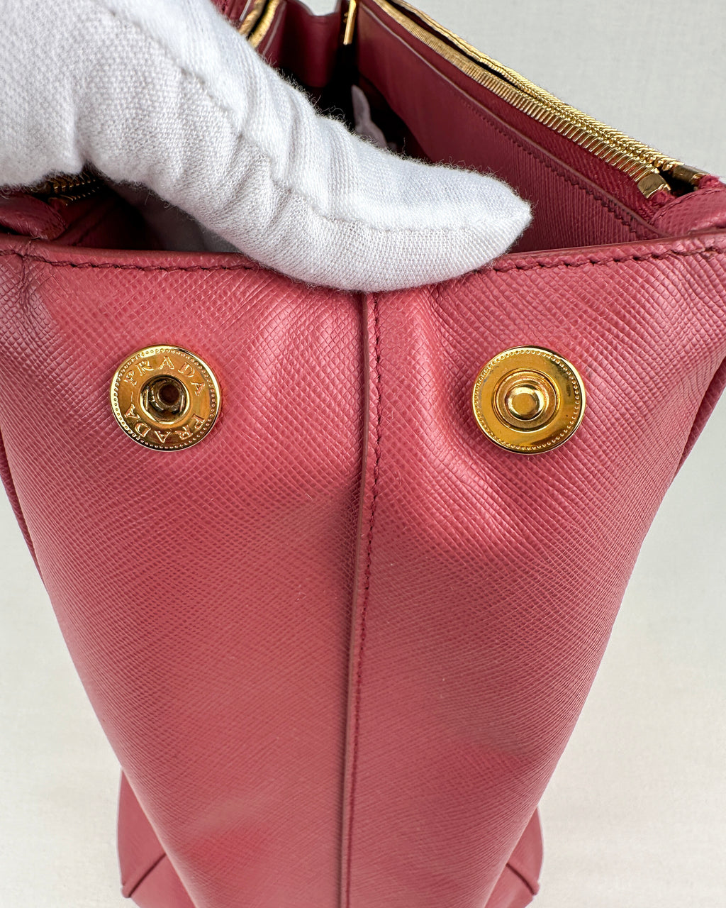 Prada Large Double Galleria Saffiano Leather Bag - Pink