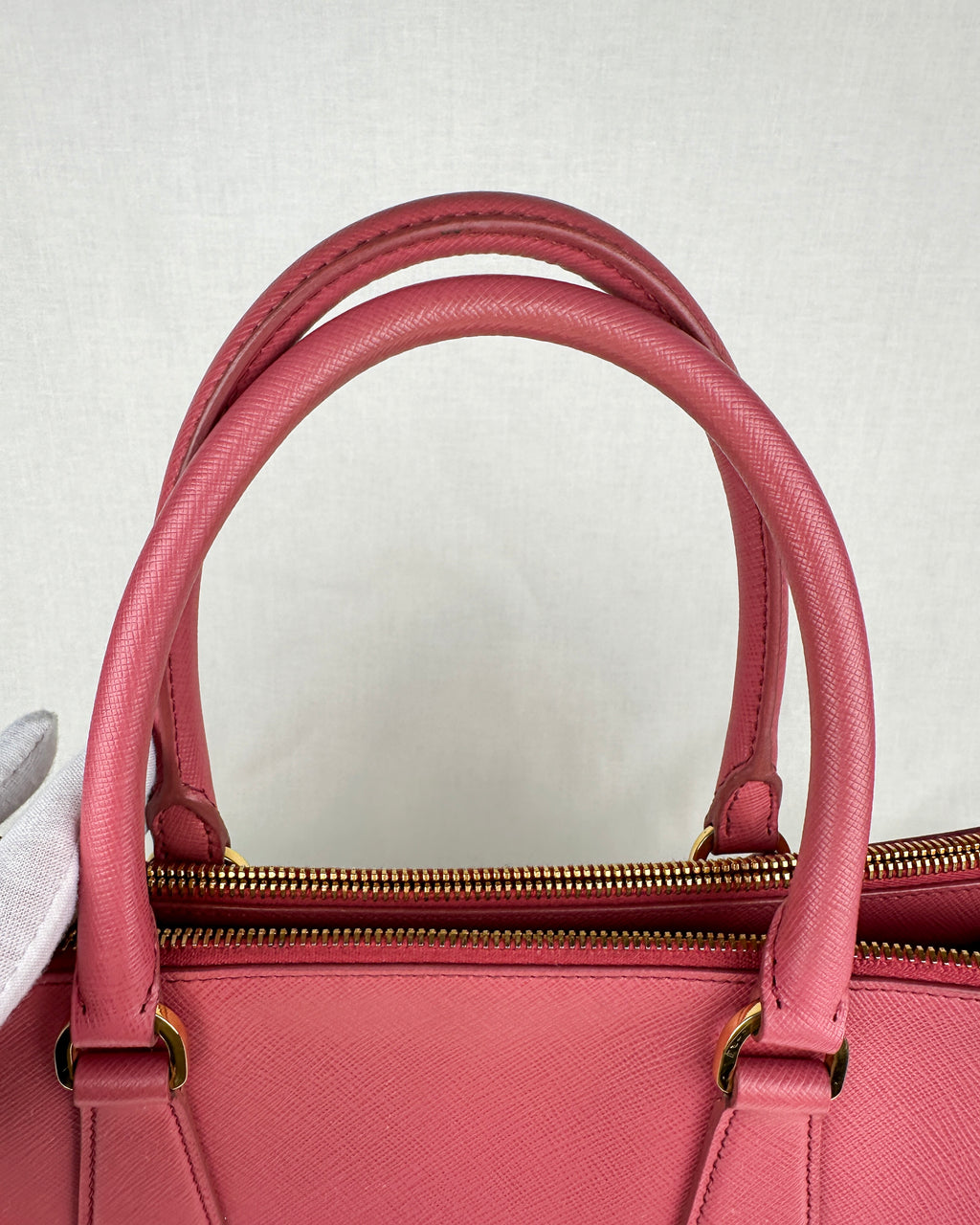 Prada Large Double Galleria Saffiano Leather Bag - Pink