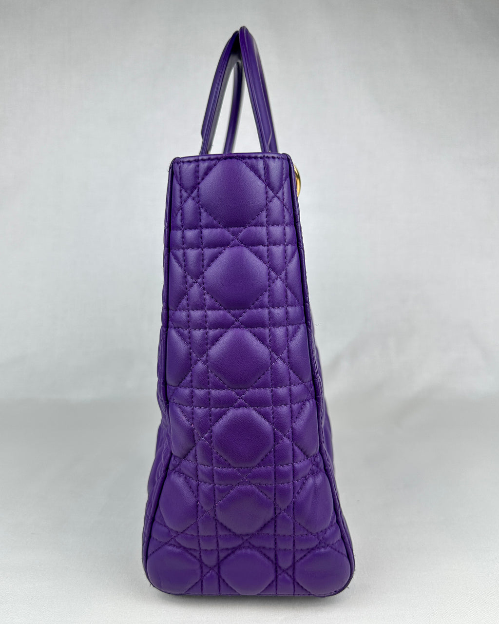 Christian Dior Large Lady Dior Cannage Lambskin Handbag - Purple