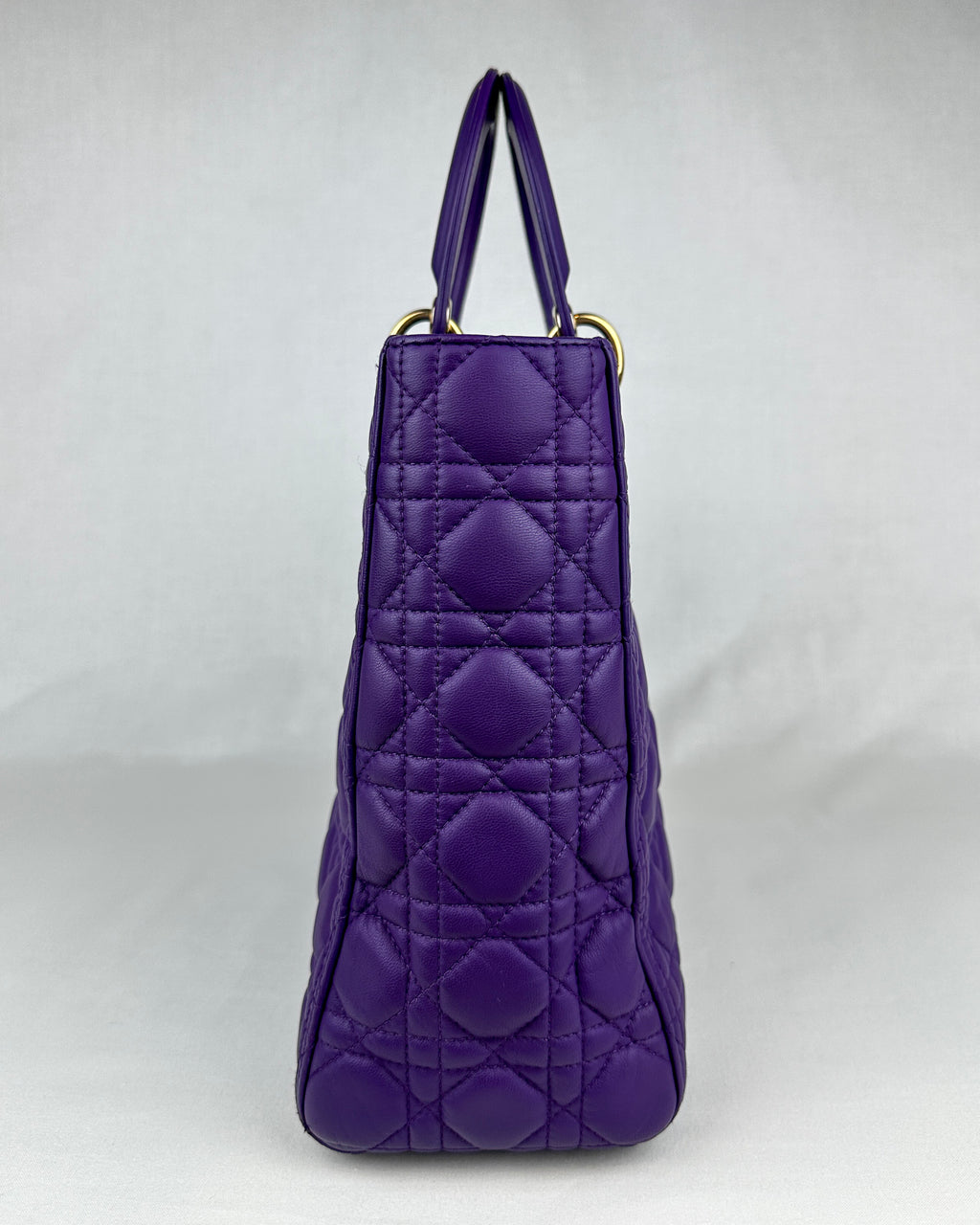 Christian Dior Large Lady Dior Cannage Lambskin Handbag - Purple