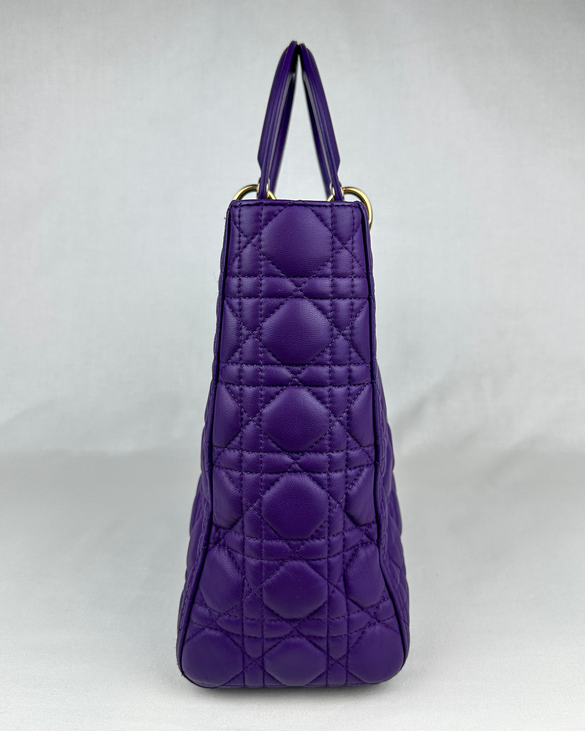Christian Dior Large Lady Dior Cannage Lambskin Handbag - Purple