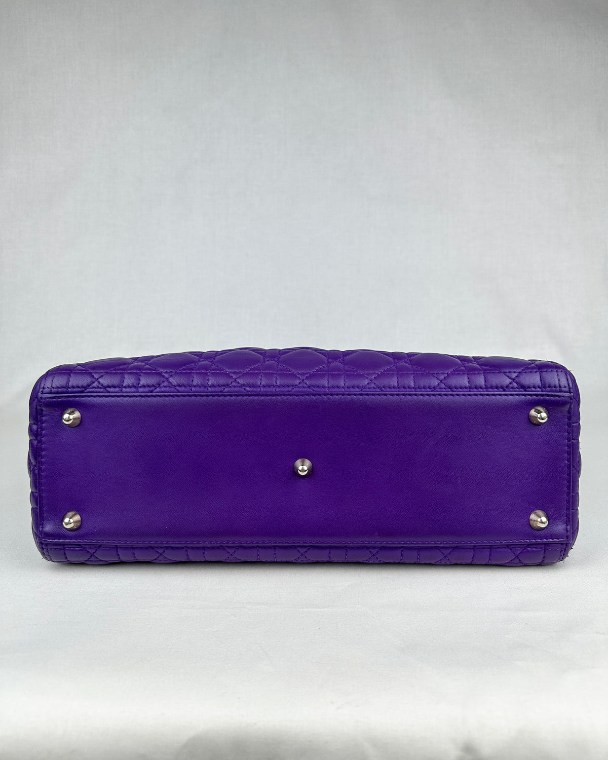Christian Dior Large Lady Dior Cannage Lambskin Handbag - Purple