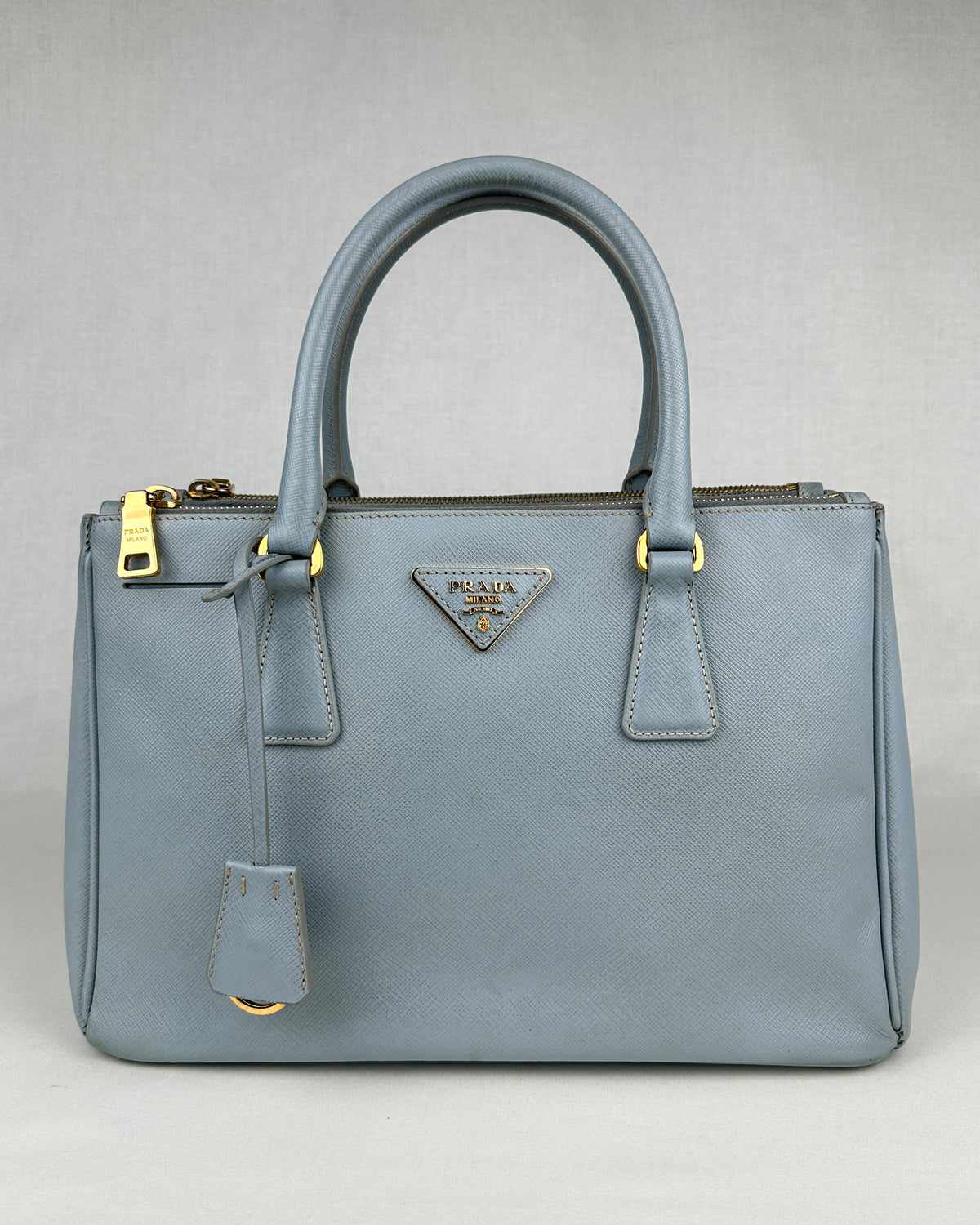 Prada Small Double Galleria Saffiano Leather Bag - Blue
