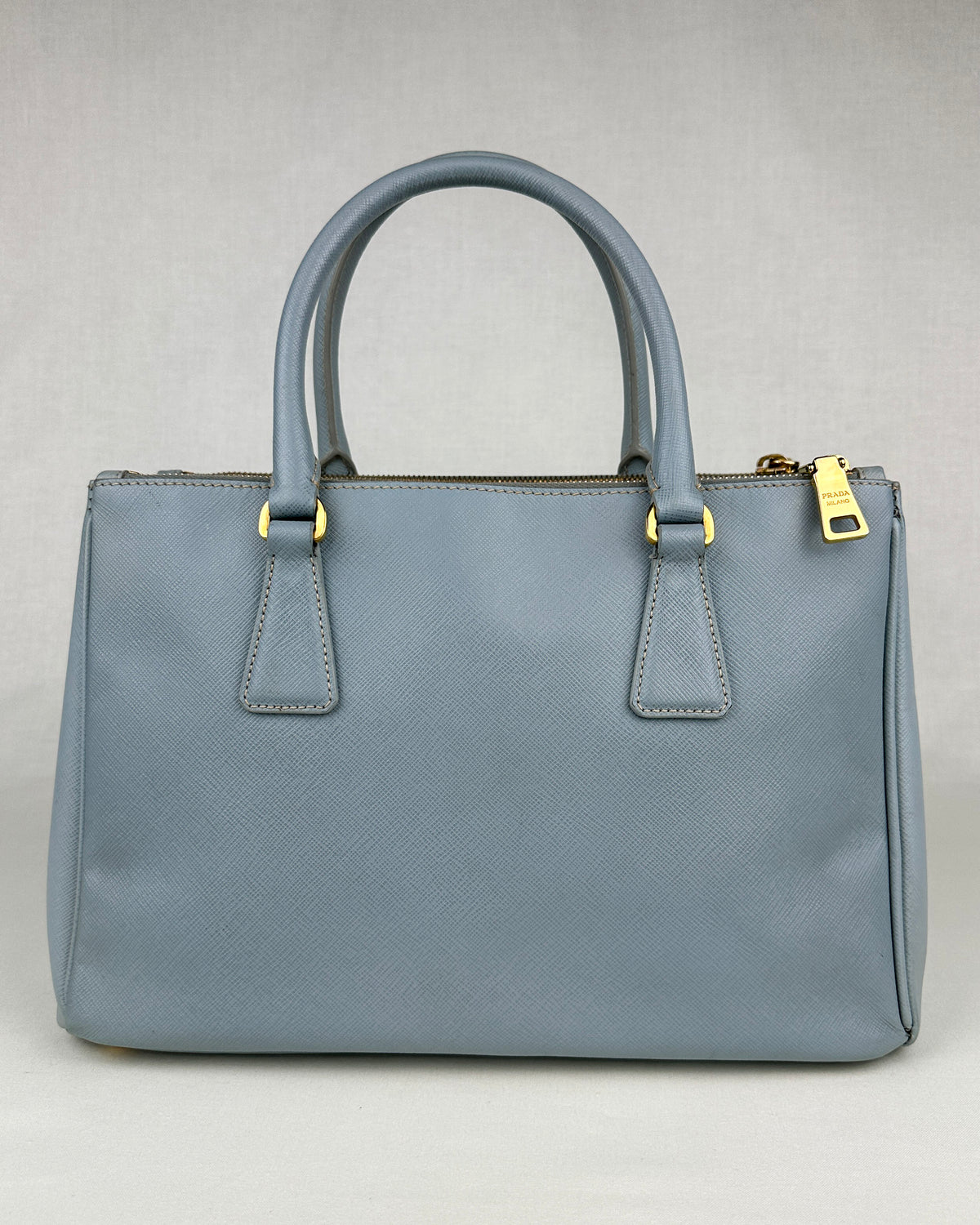 Prada Small Double Galleria Saffiano Leather Bag - Blue