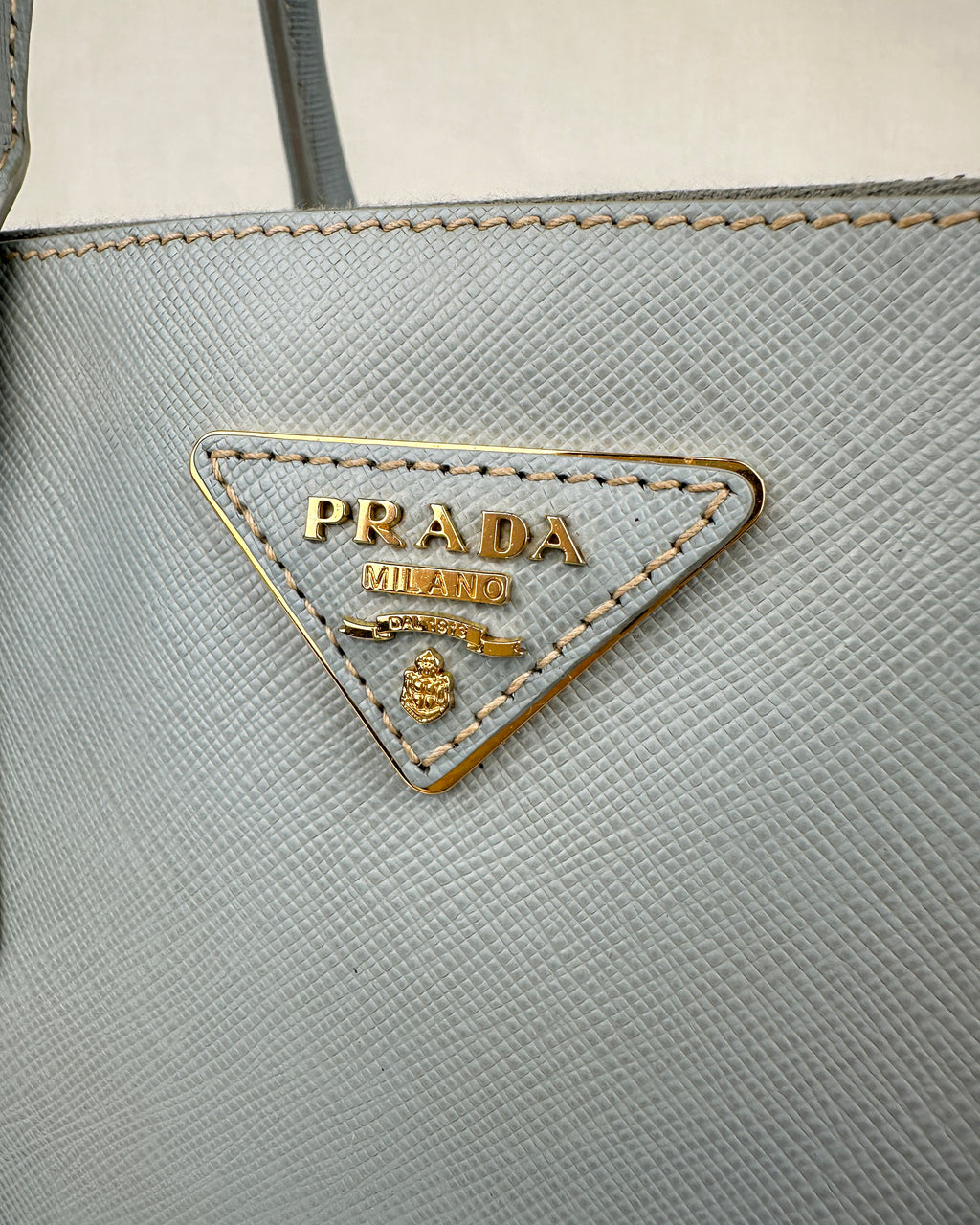 Prada Small Double Galleria Saffiano Leather Bag - Blue